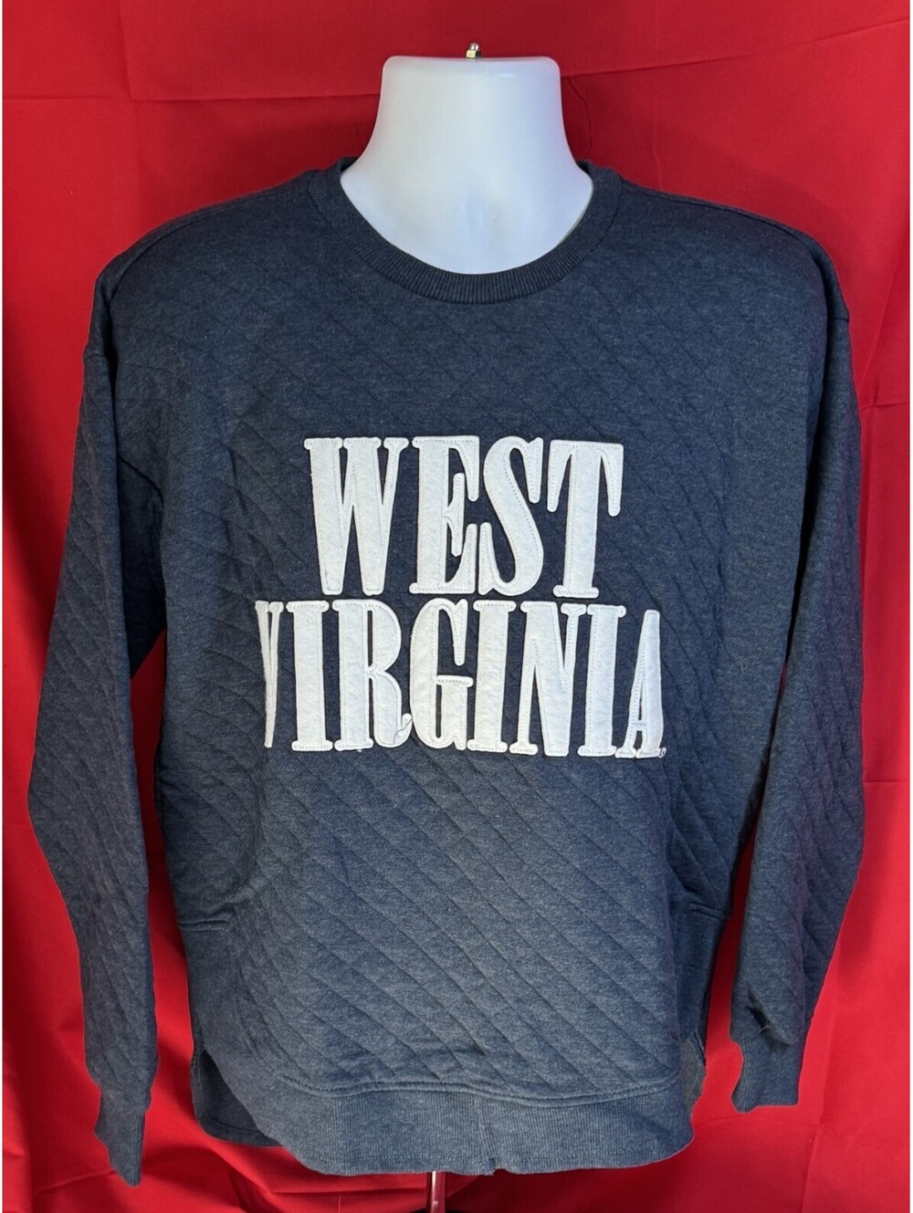 Pressbox West Virginia University WVU Mountaineers Quilted Sweatshirt Mens M NWT